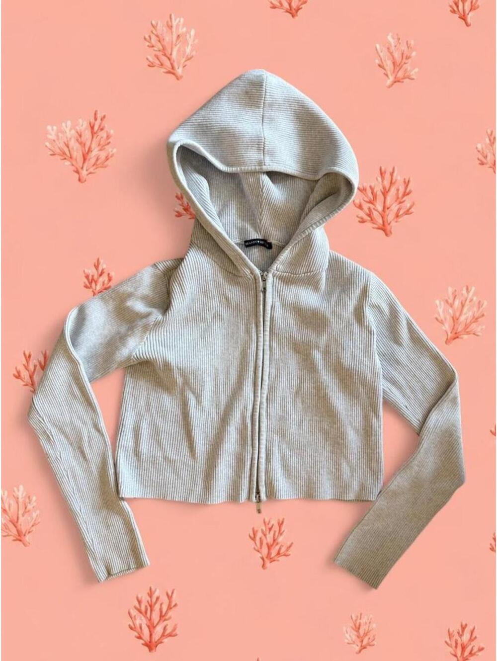 Brandy melville light grey zip up hoodie
